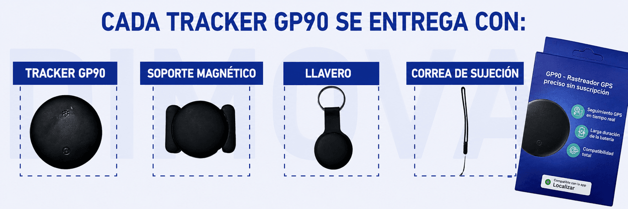 Cada rastreador GP90 se entrega con